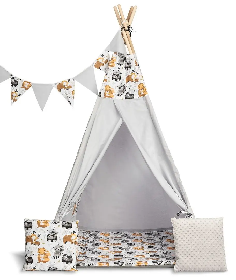 Cort pentru copii SensilloTeepee Tent Raccoons (Grey)