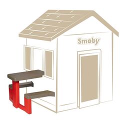 Masuta cu banci pentru casuta de joaca Smoby 810902 (Brown/Red)