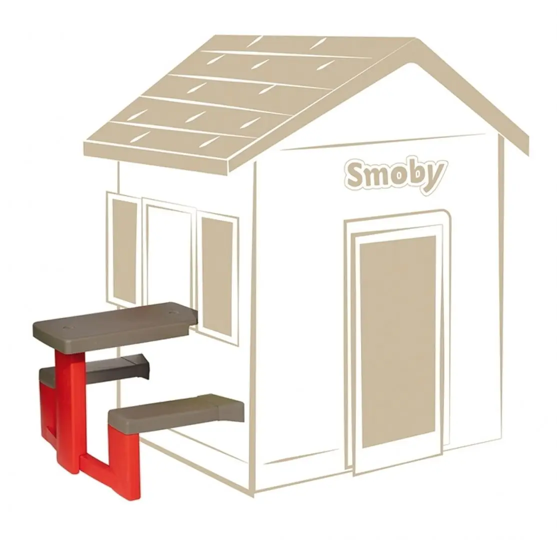 Masuta cu banci pentru casuta de joaca Smoby 810902 (Brown/Red)