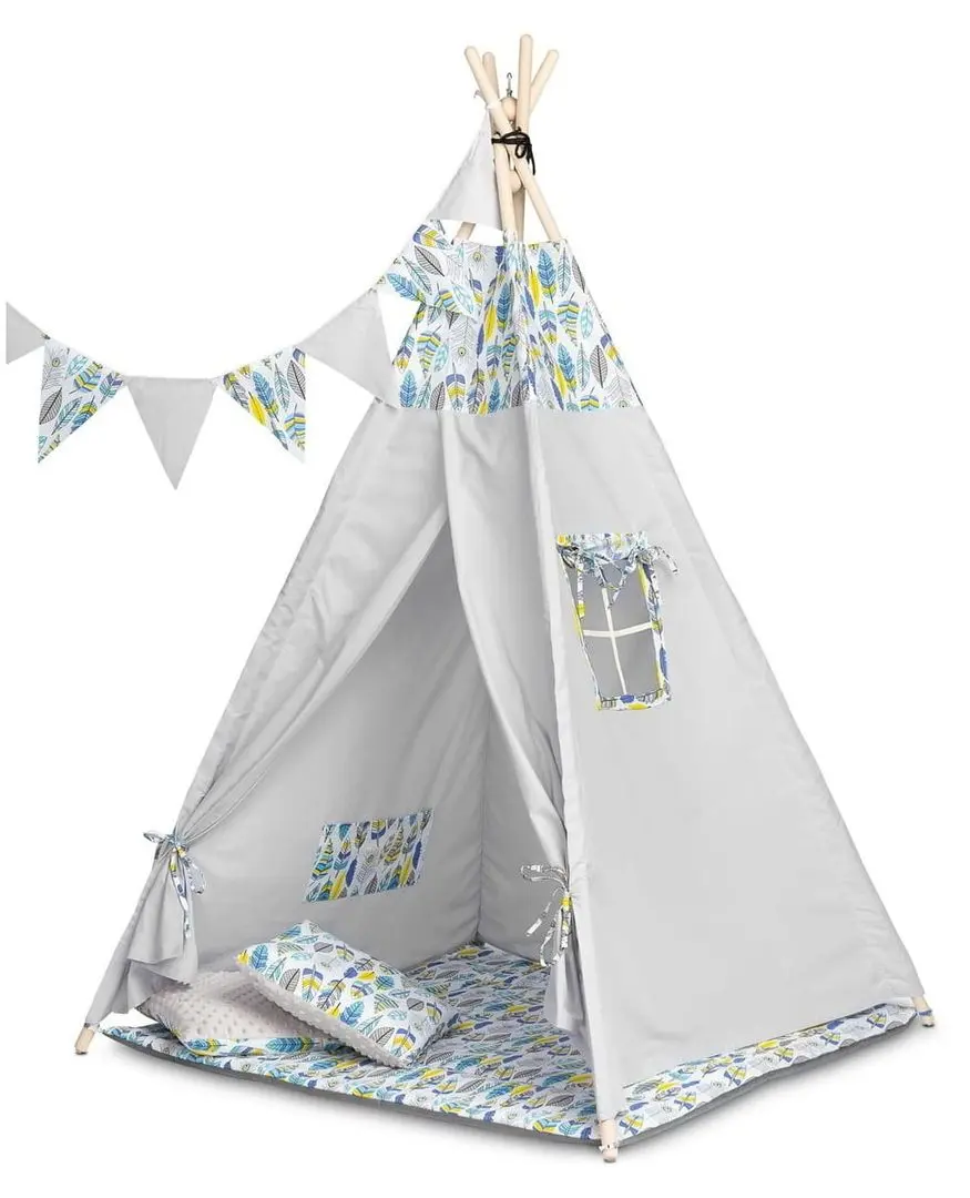 Cort pentru copii Toyz Teepee Tent  Feathers Colorful (Grey) - 2