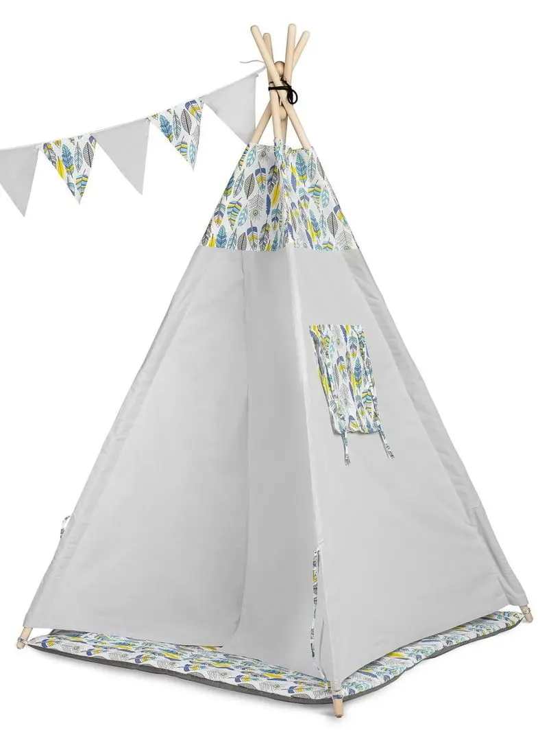Cort pentru copii Toyz Teepee Tent  Feathers Colorful (Grey) - 3