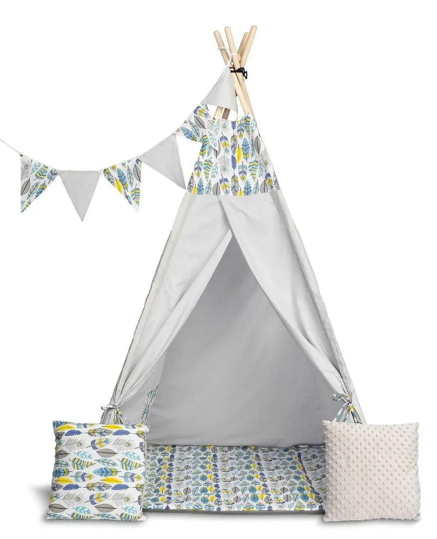 Cort pentru copii Toyz Teepee Tent  Feathers Colorful (Grey)