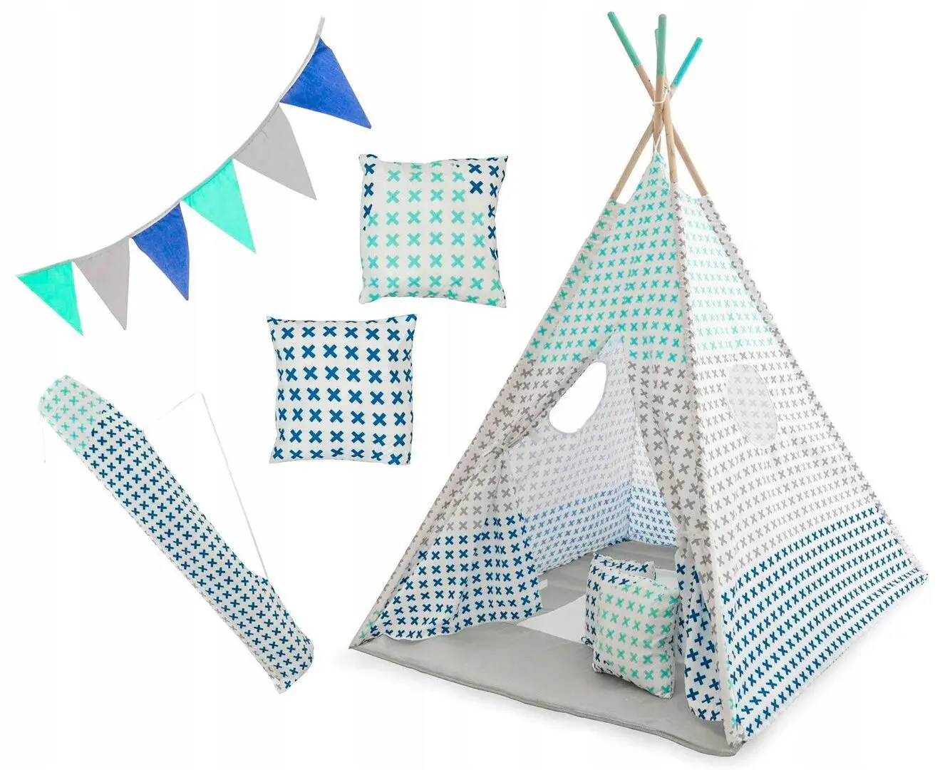 Cort pentru copii Tutumi Crosses (Grey/Mint/Blue)