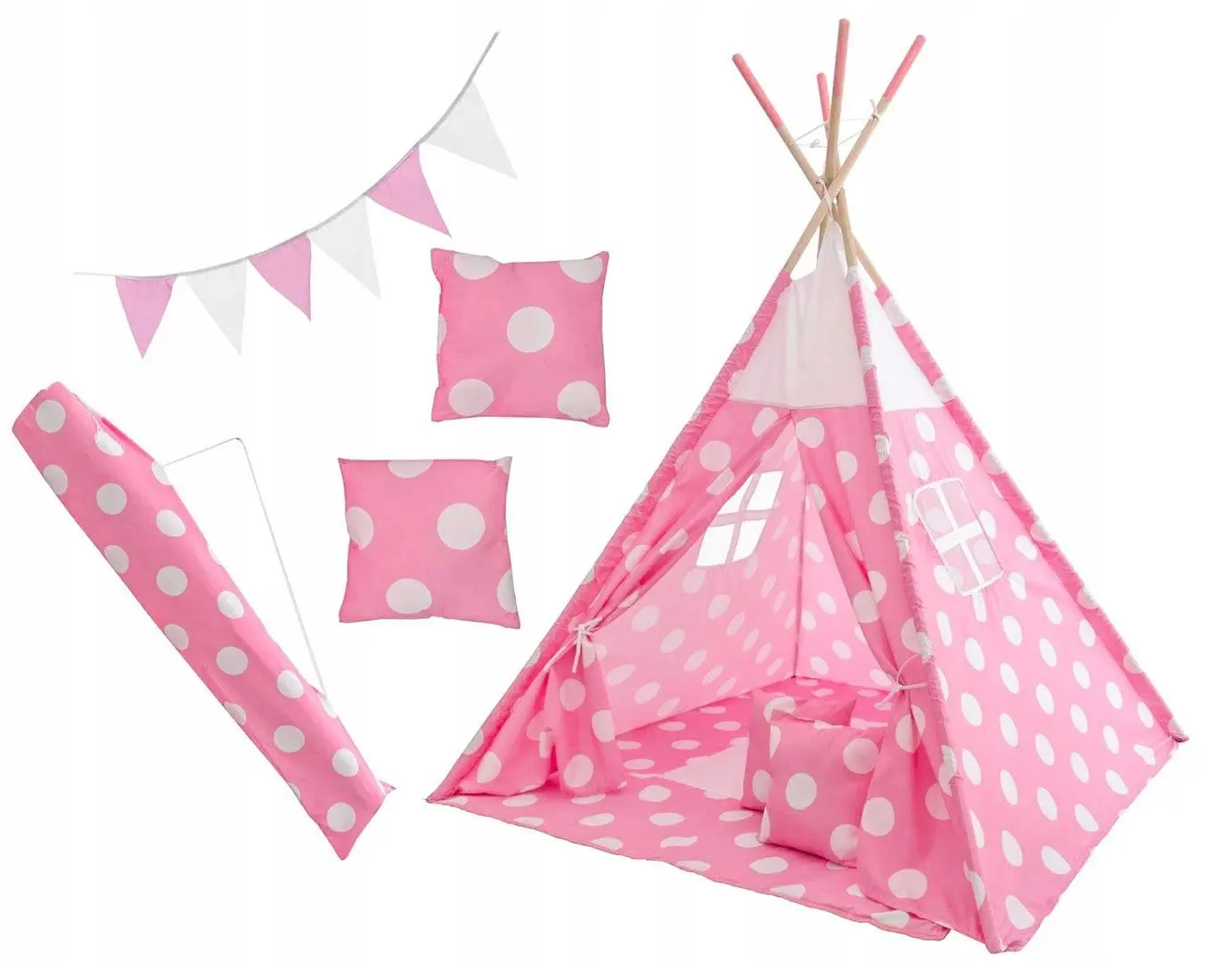 Cort pentru copii Tutumi Dots (Pink/White) - 2