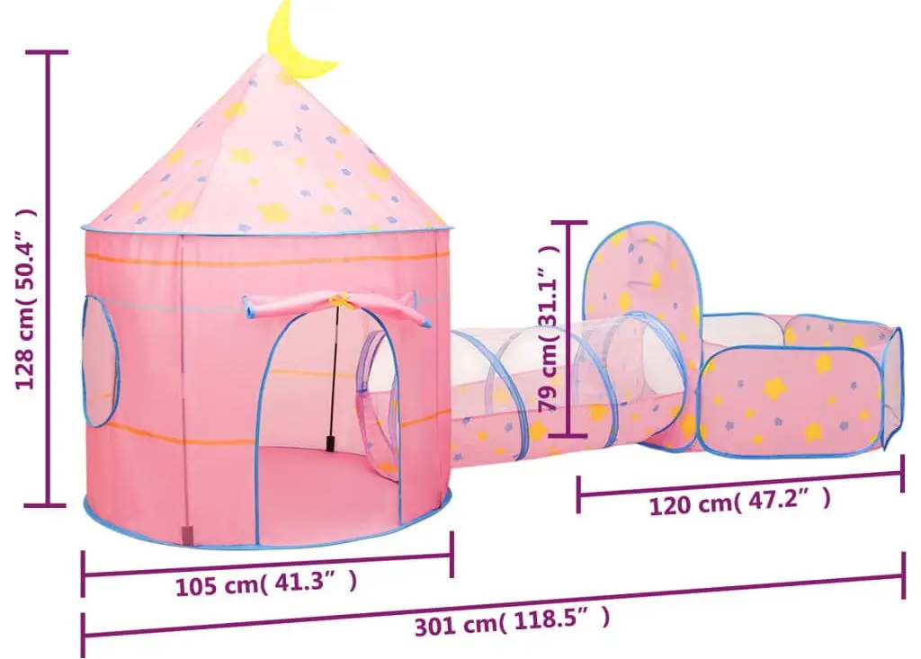 Cort cu tunel VidaXL 3107736 (Pink)