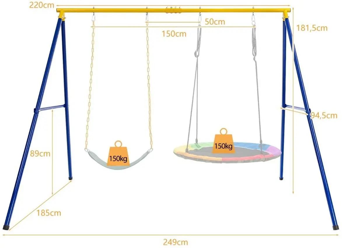 Stand pentru leagan Costway NP10525-1YE (Blue/Yellow)
