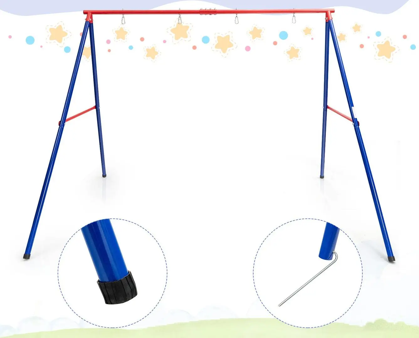 Стойка для качели Costway NP10566-1RE (Blue/Red) - 5