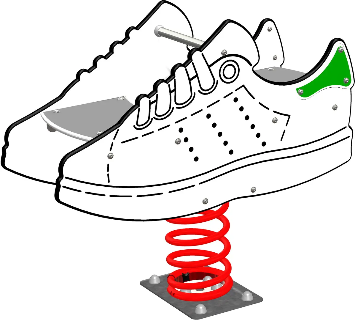 Качалка на пружине DastimArt 255 (White/Green/Red)