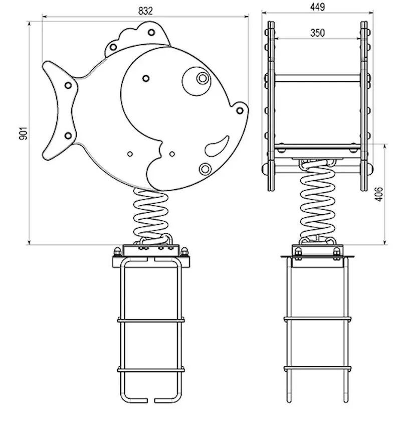Качалка на пружине InterAtletika Fish TE 203 (Red/Yellow) - 3