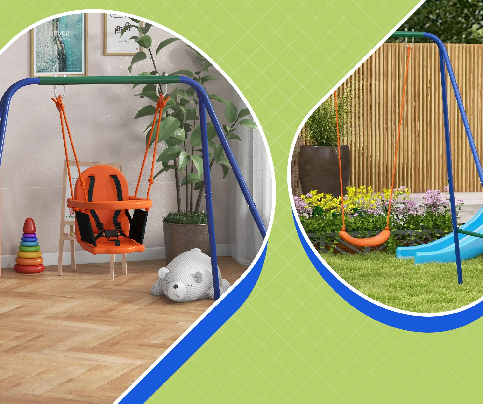 Качели 2в1 Outsunny 344-079V00OG (Multicolor) - 4