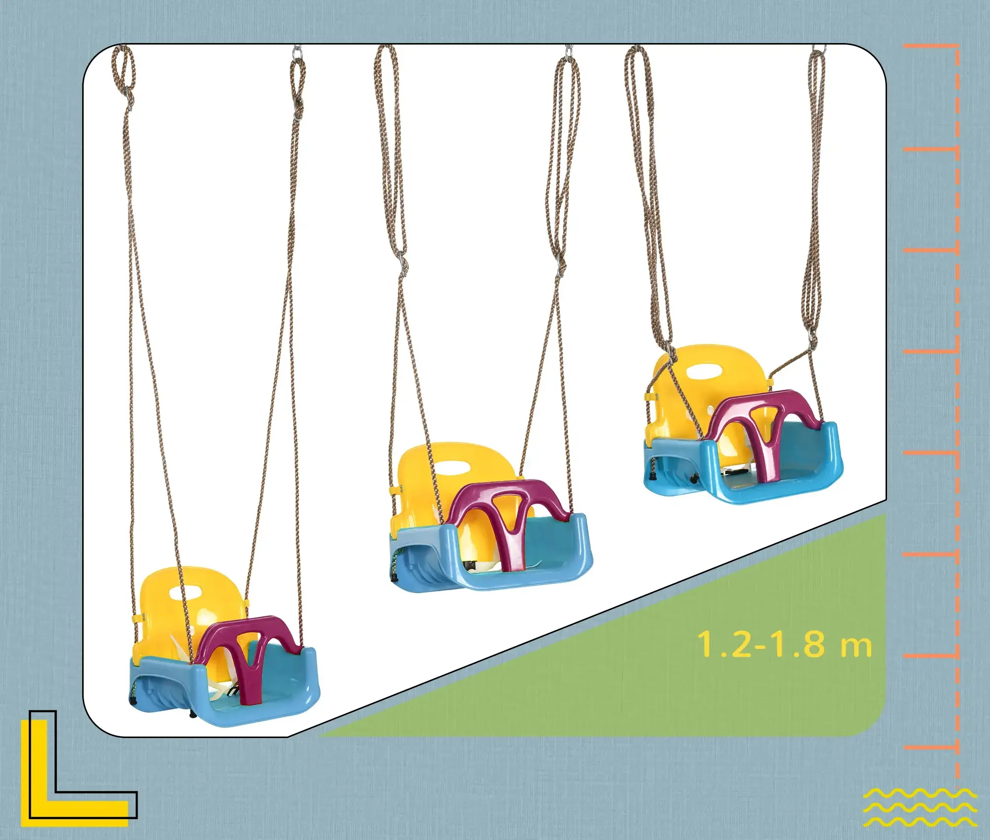 Качели Outsunny 344-056V00BU (Blue/Yellow/Purple) - 4