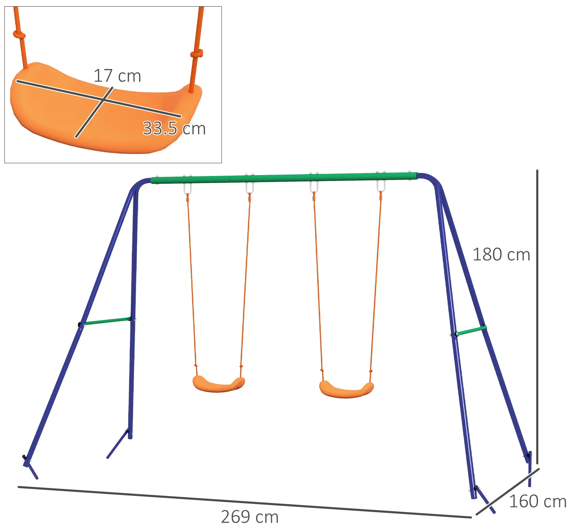 Leagan Outsunny 344-073V00MX (Blue/Green/Orange) - 3