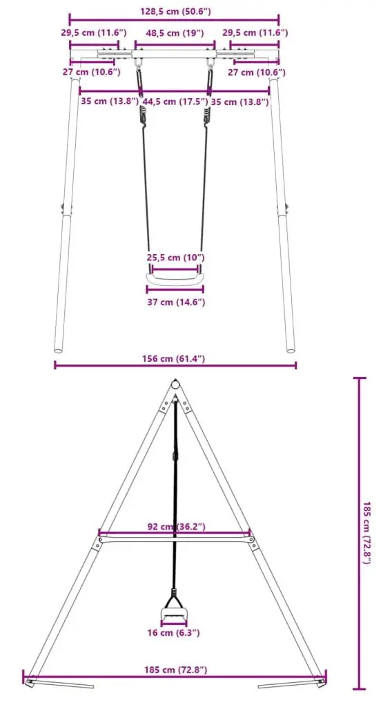 Качели VidaXL 3283578 (Blue/Red) - 6
