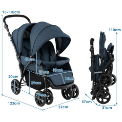 Коляска для двойни Costway BC10248BL (Blue) Thumb