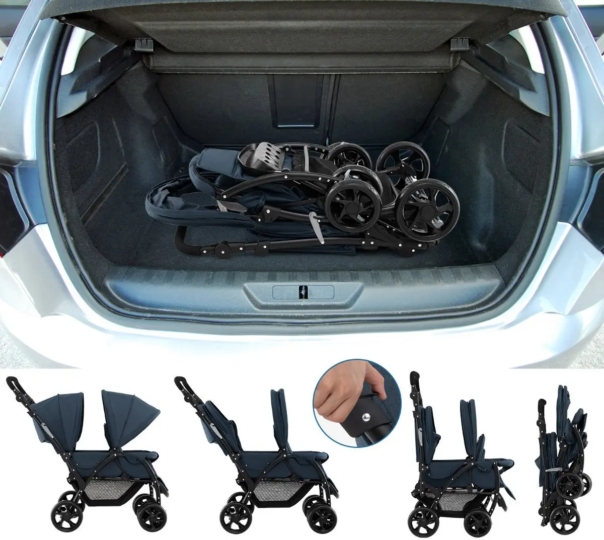 Коляска для двойни Costway BC10248BL (Blue)