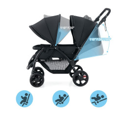 Коляска для двойни Costway BC10248DK (Black) Thumb