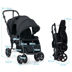 Коляска для двойни Costway BC10248DK (Black) Thumb