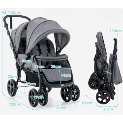 Carucior pentru gemeni Costway BC10248GR (Grey) Thumb