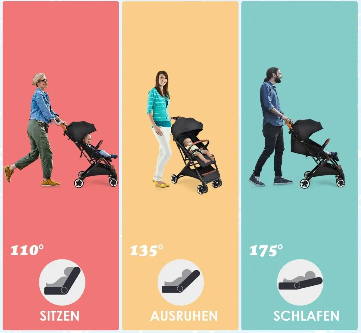 Коляска прогулочная Costway BC10067BK (Black)