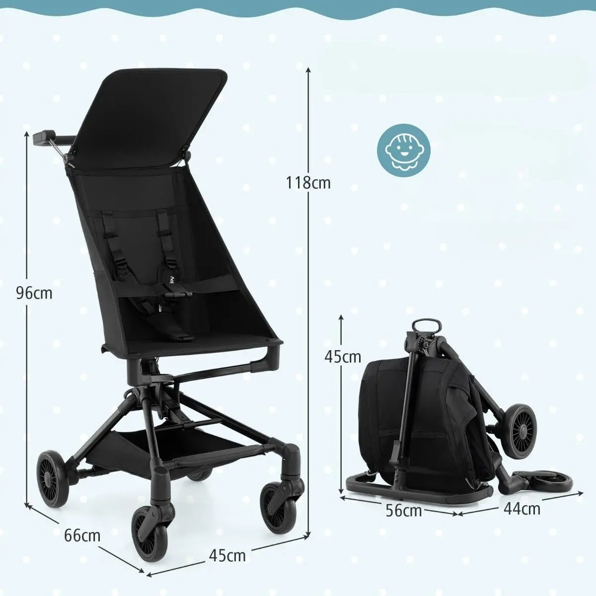 Carucior de plimbare Costway BC10243BK (Black)