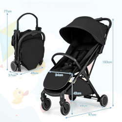 Коляска прогулочная Costway BC10249DK (Black) Thumb