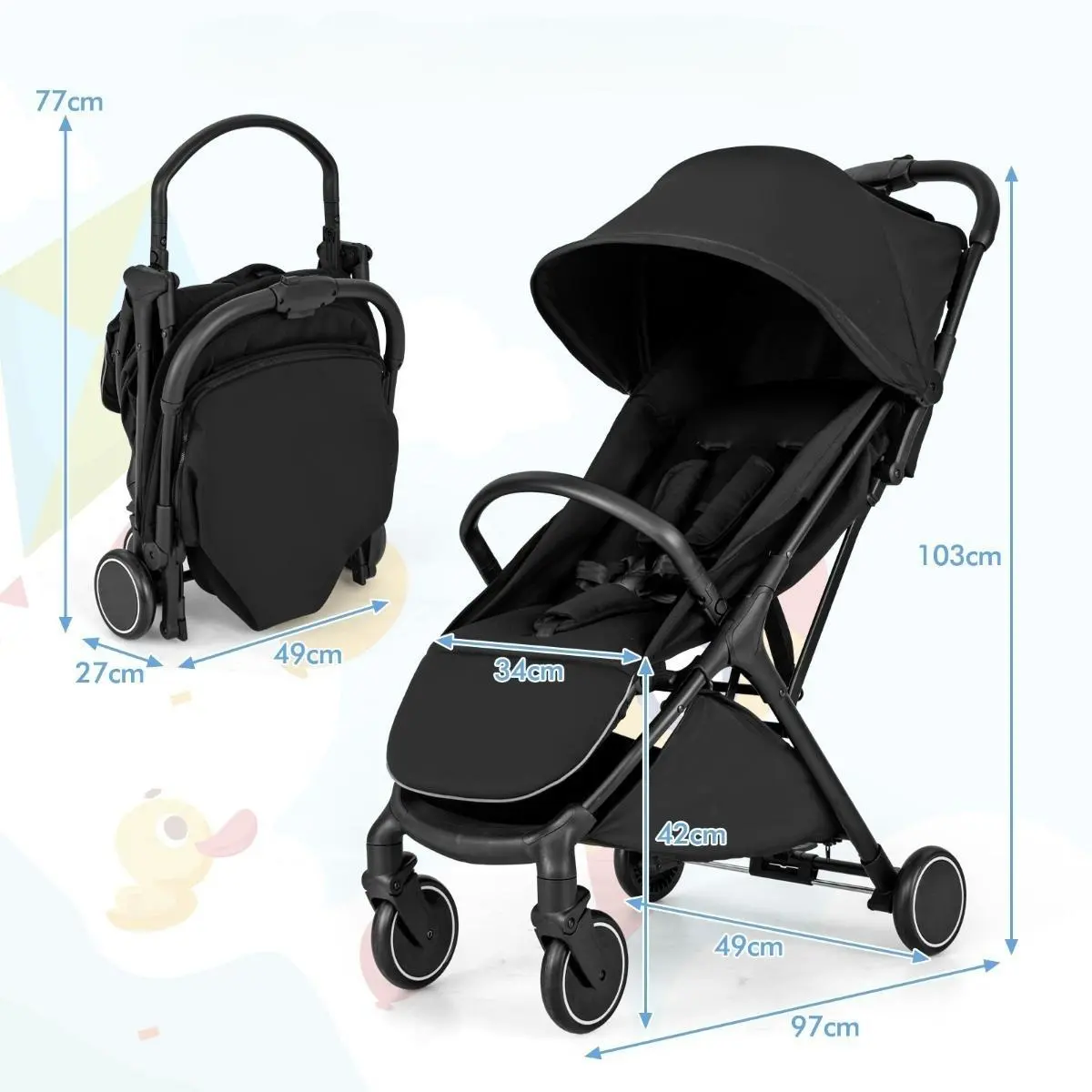 Коляска прогулочная Costway BC10249DK (Black)