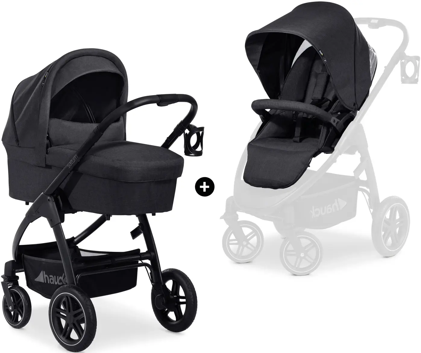 Carucior modular 2in1 Hauck Saturn R Duoset (Melage Black) - 2