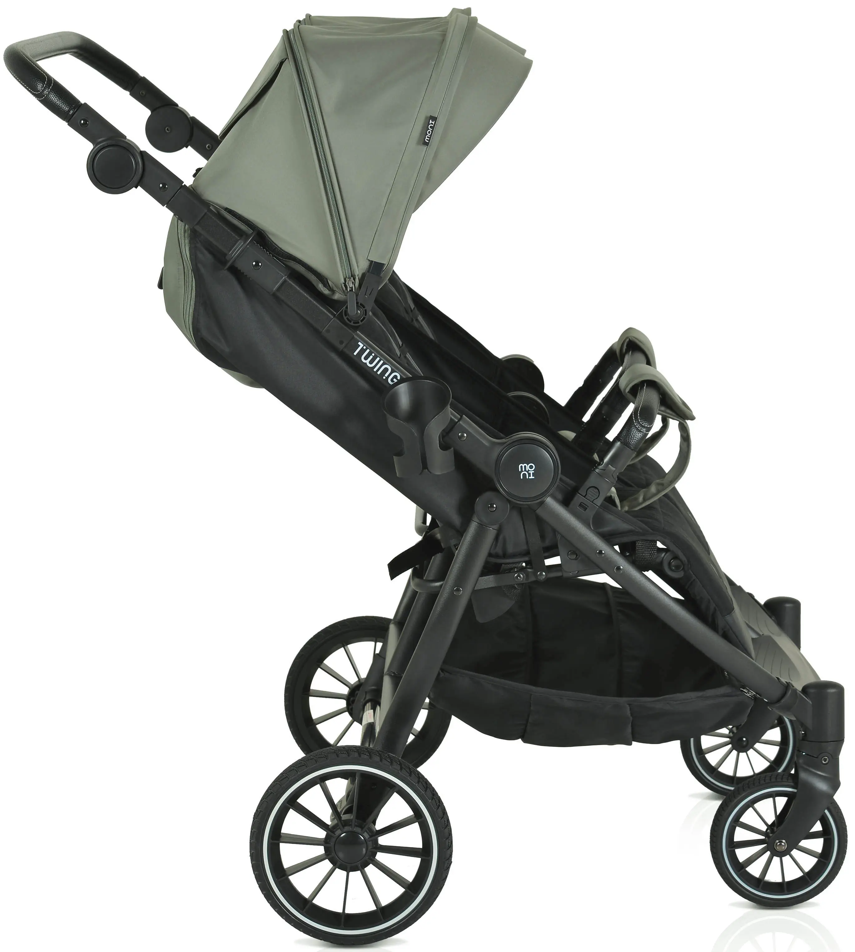 Carucior pentru gemeni Moni TwinGo (Mineral Green)