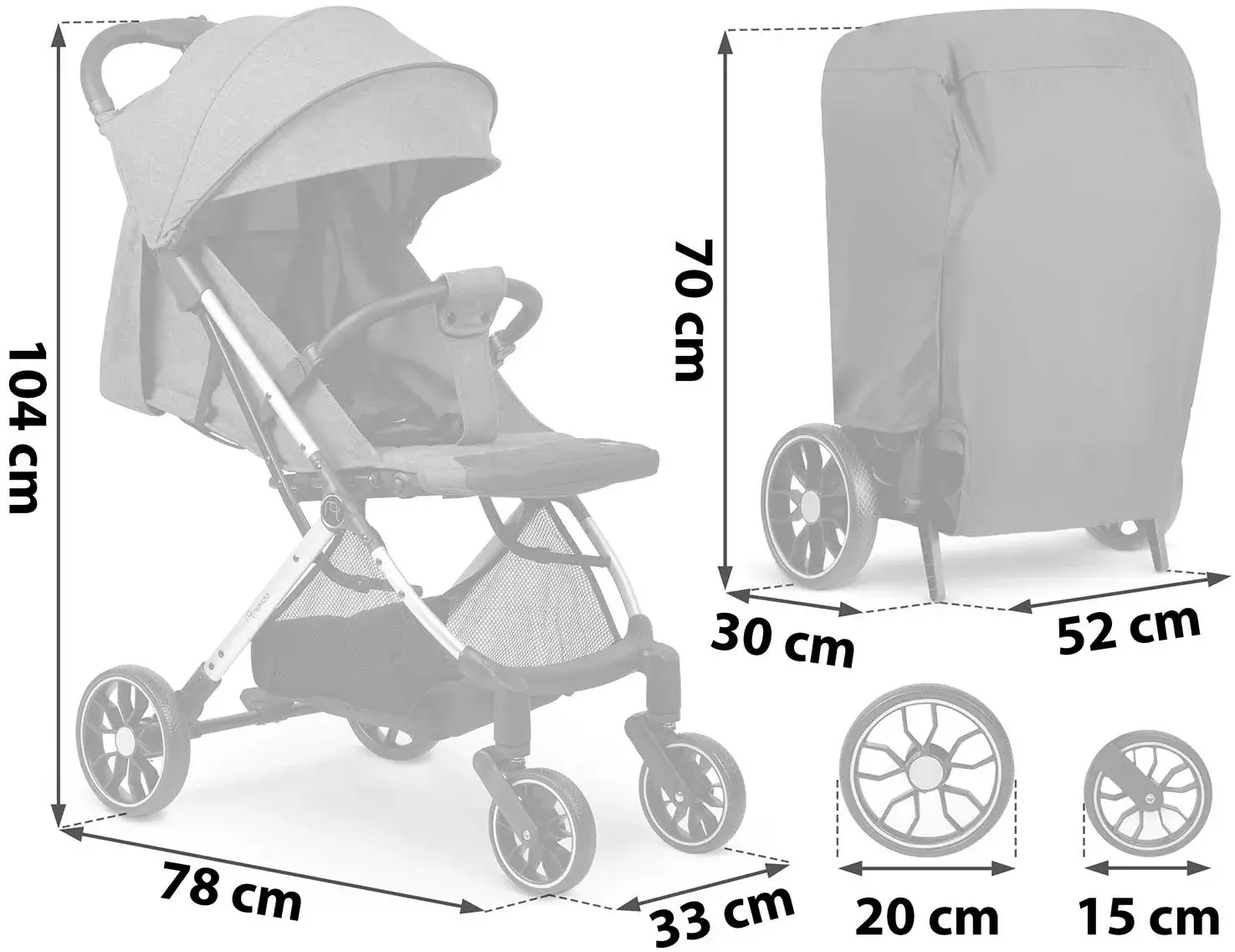 Carucior de plimbare Nukido Paseo 716002 (Heather Grey) - 4