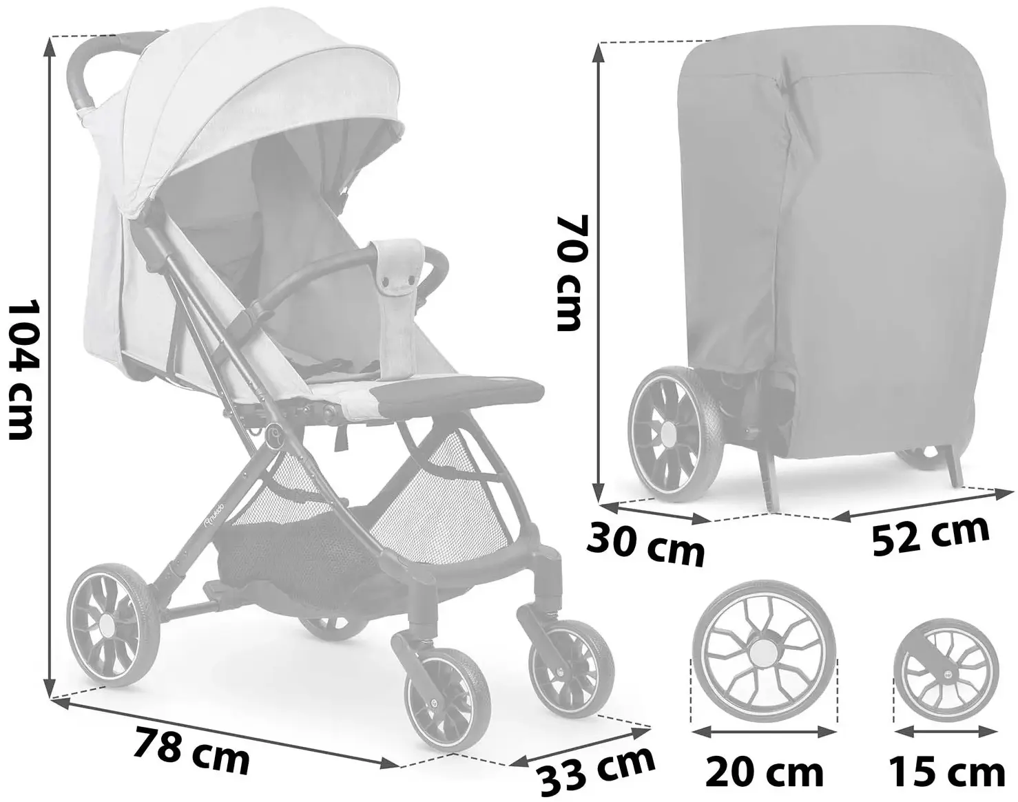 Carucior de plimbare Nukido Paseo 716003 (Light Grey/Black) - 2