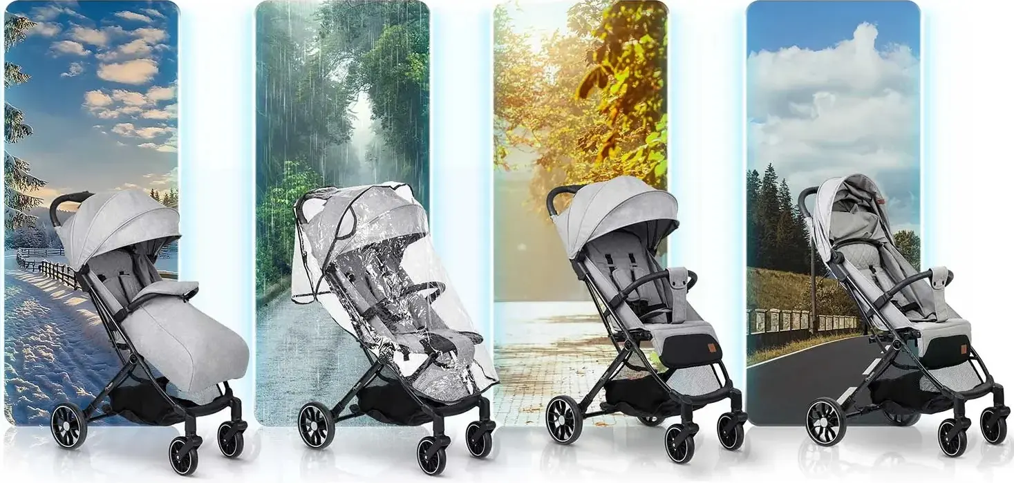 Carucior de plimbare Nukido Paseo 716003 (Light Grey/Black) - 14