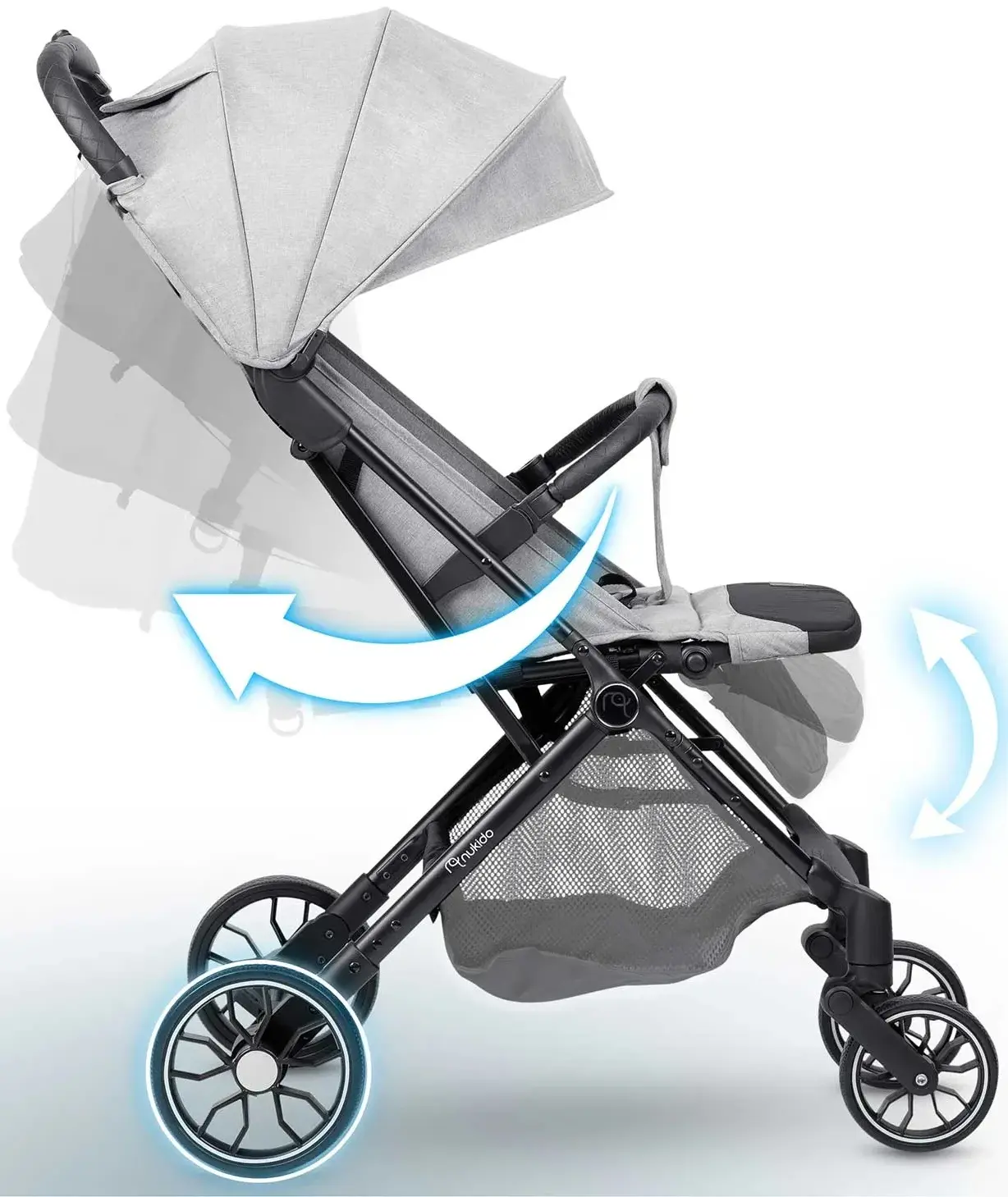 Carucior de plimbare Nukido Paseo 716003 (Light Grey/Black) - 15