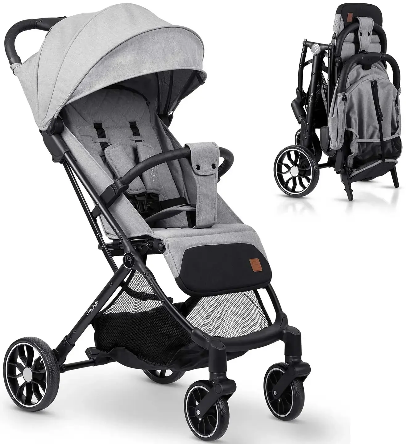 Carucior de plimbare Nukido Paseo 716003 (Light Grey/Black) - 4