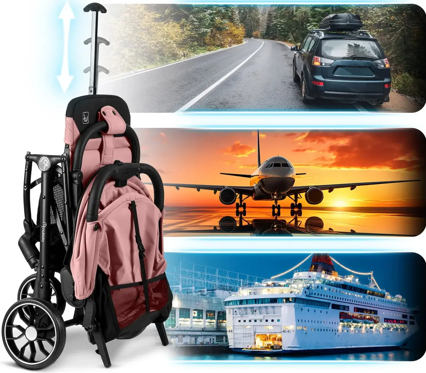 Carucior de plimbare Nukido Paseo 716004 (Pink/Black) - 4