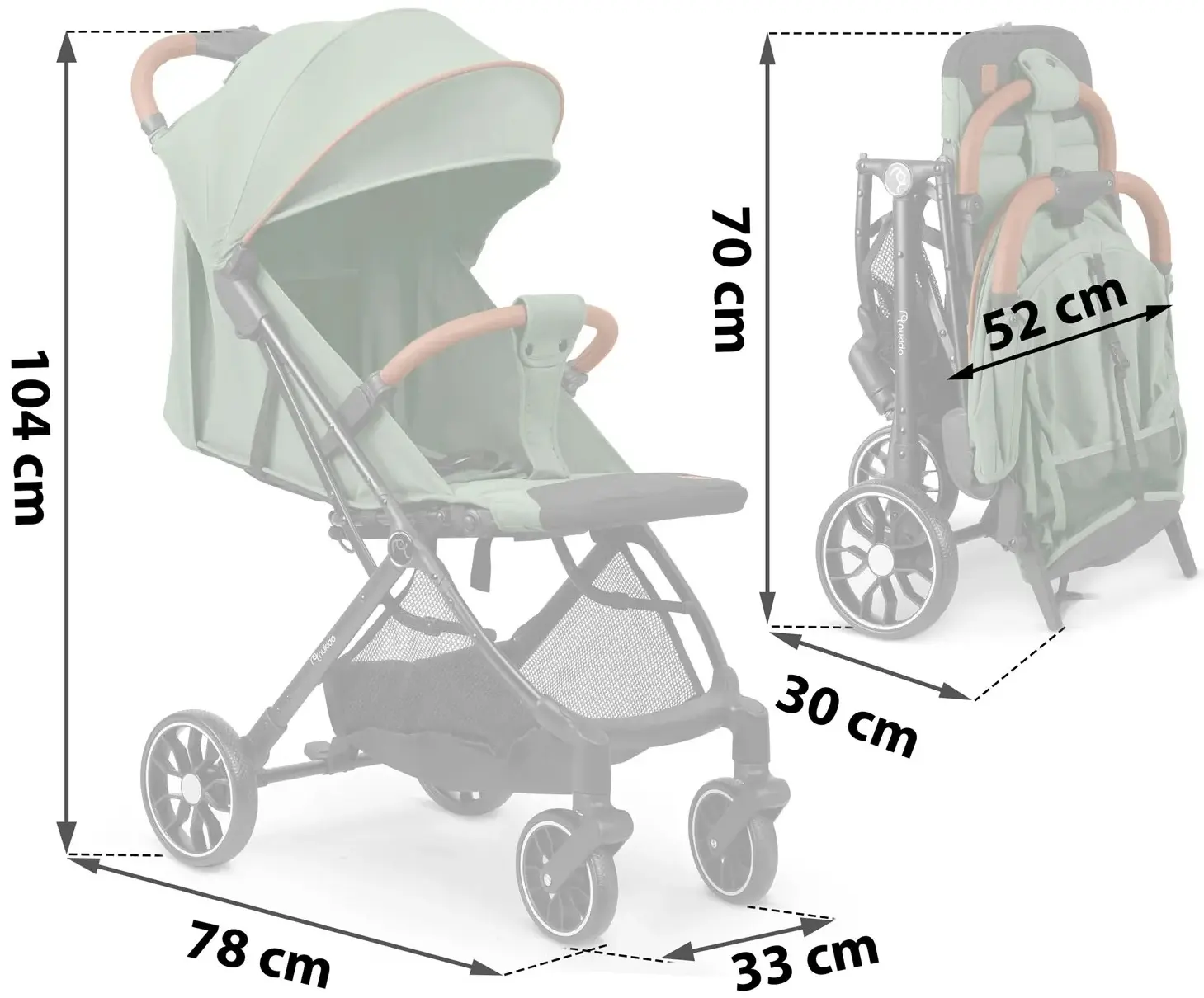 Carucior de plimbare Nukido Paseo 716005 (Green/Black) - 2