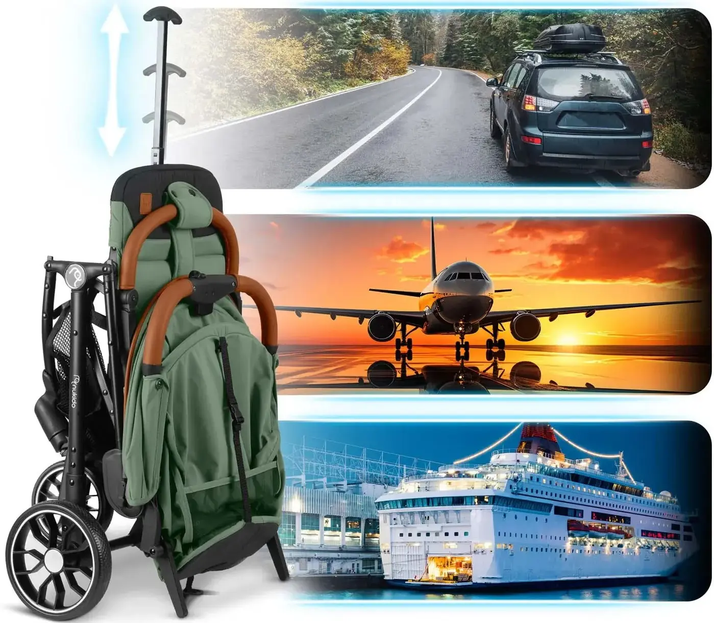 Carucior de plimbare Nukido Paseo 716005 (Green/Black) - 5