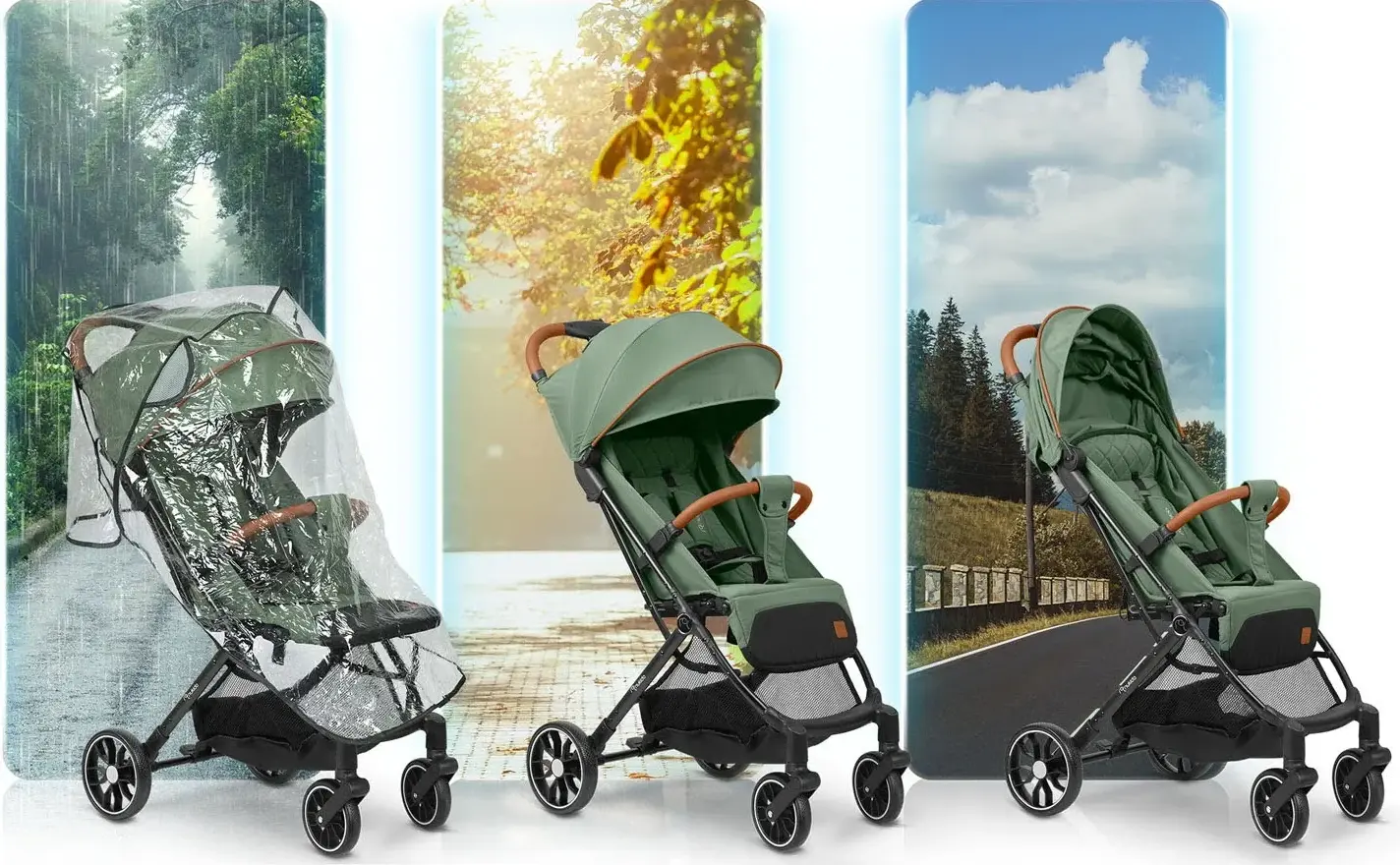 Carucior de plimbare Nukido Paseo 716005 (Green/Black) - 8