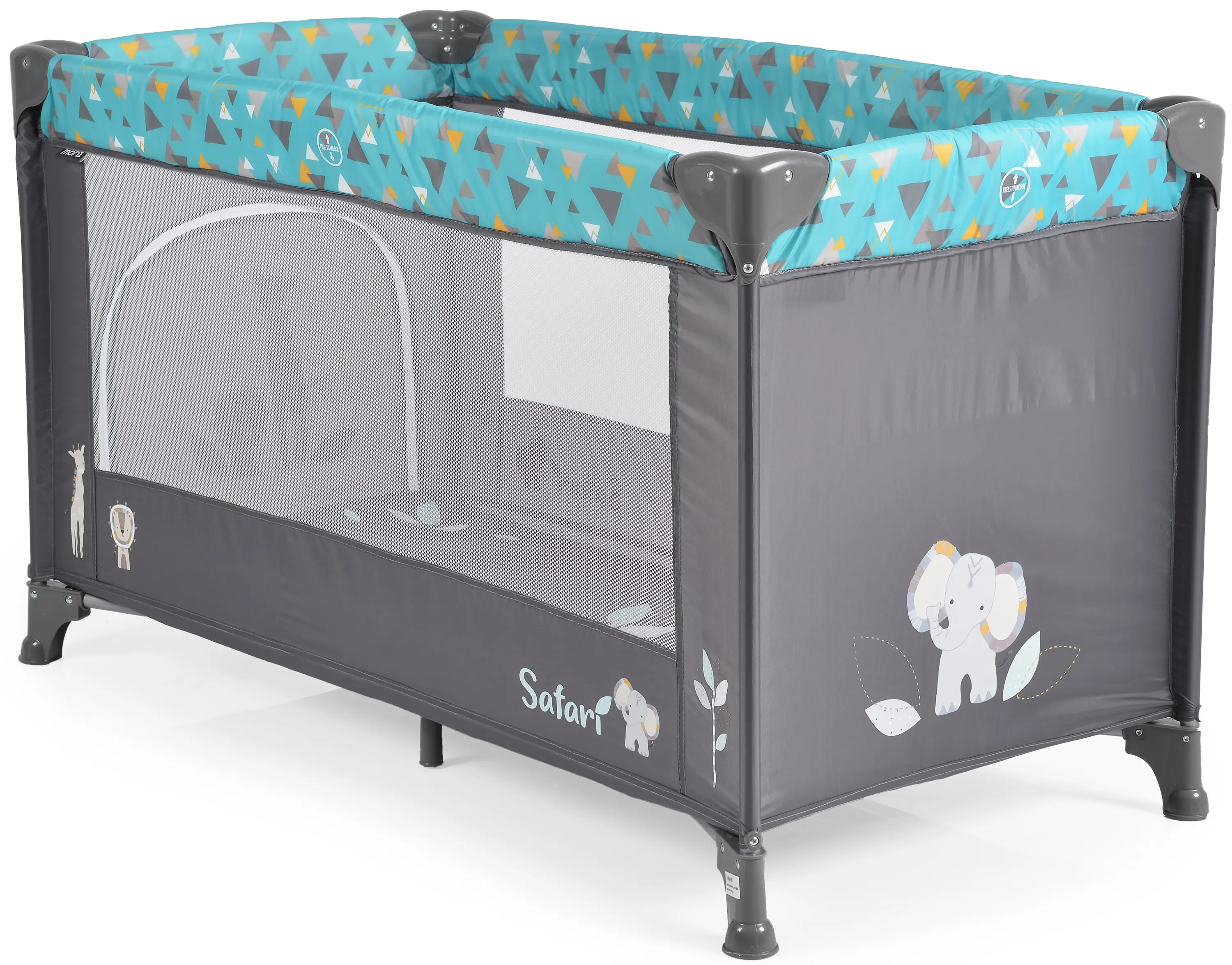 Манеж-кровать Moni Safari (Turquoise/Grey)