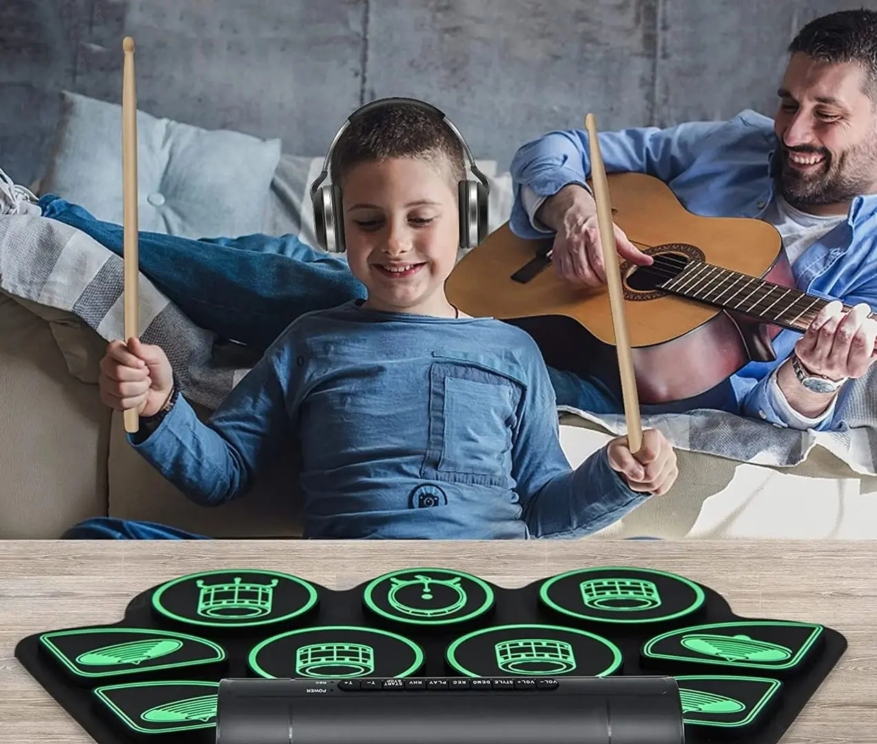 Set de tobe electronice Costway MU10093DE-GN (Black/Green)