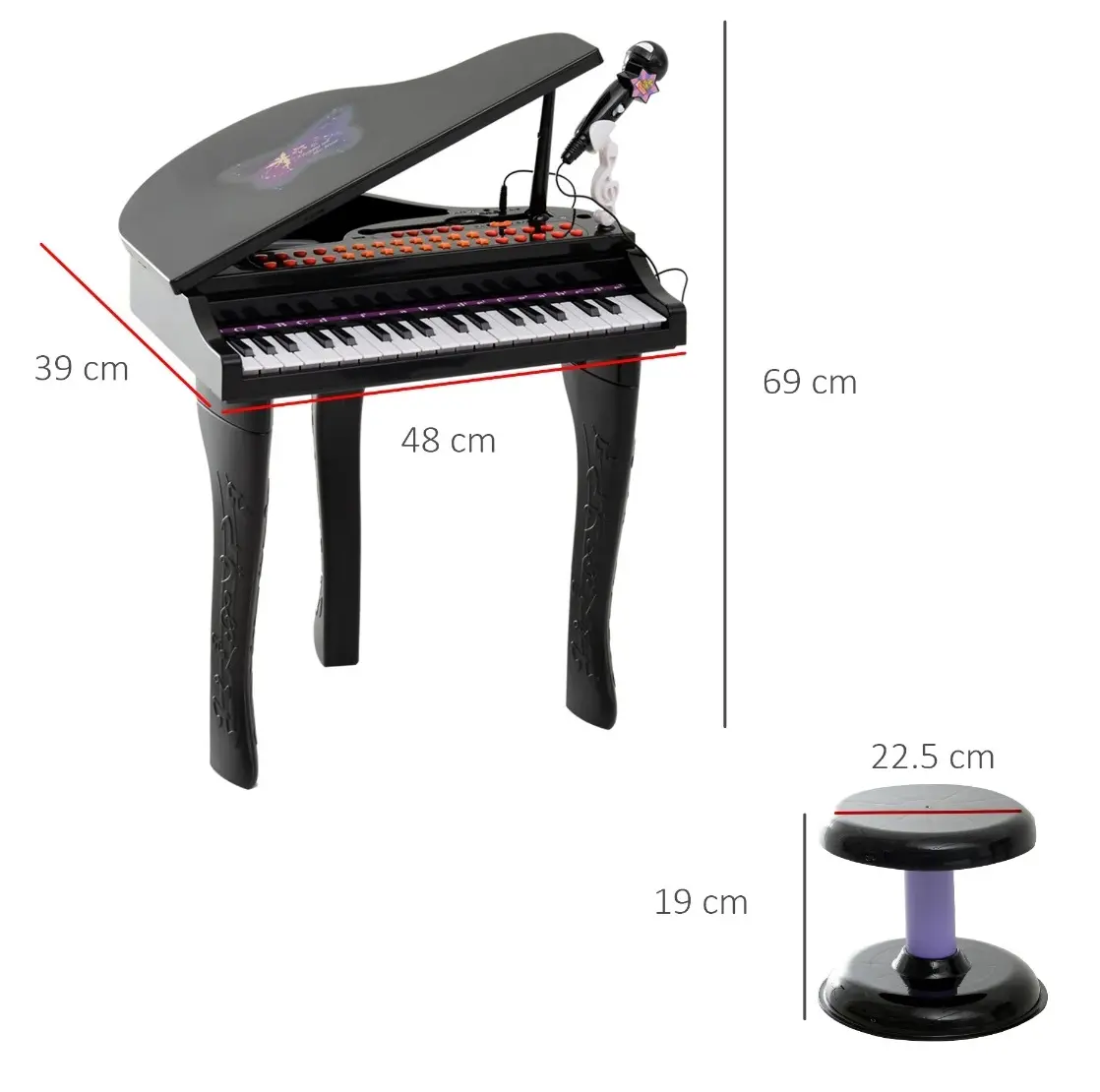 Детский синтезатор Homcom 390-003BK (Black) - 7