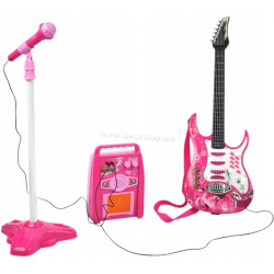 Chitara cu microfon si amplificator Iso Trade 22407 (Pink)
