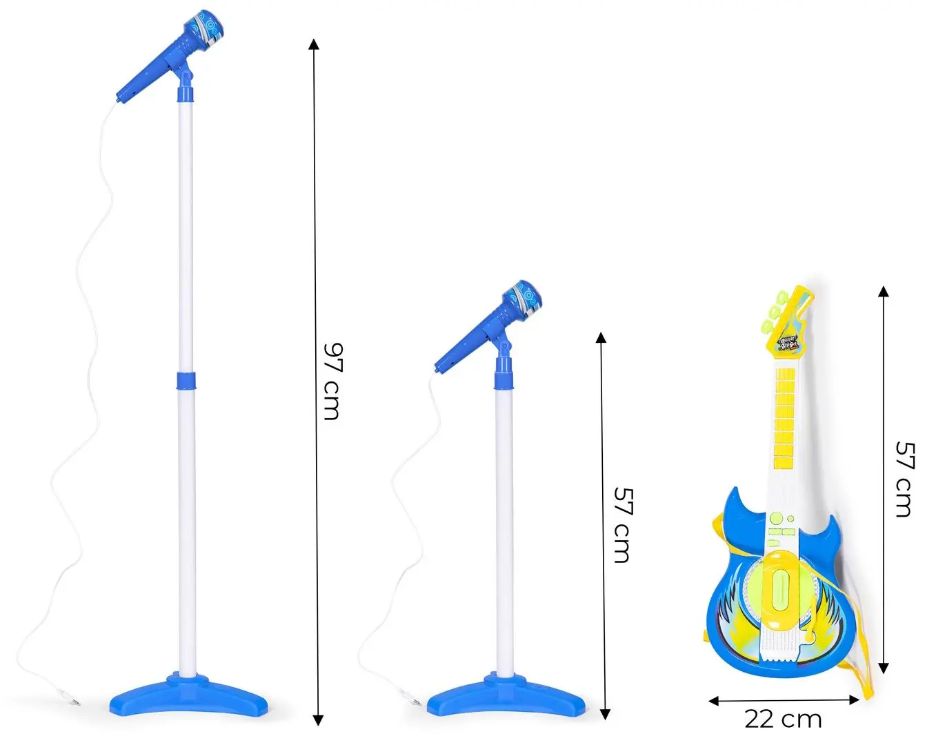 Chitara cu microfon Multistore HC342076 (Blue/Yellow)