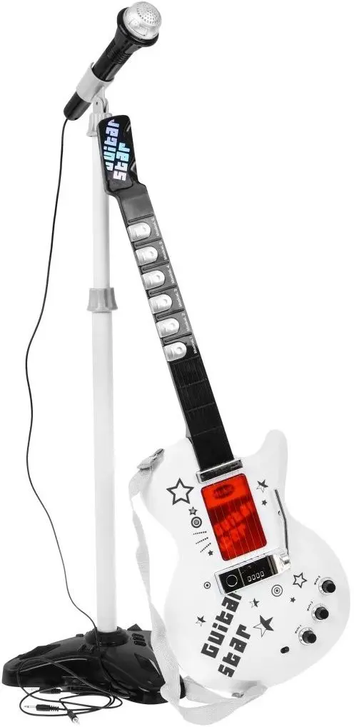 Ghitara cu microfon si amplificator Ramiz Musical Stat ZMU.HK-9010D (White/Black)