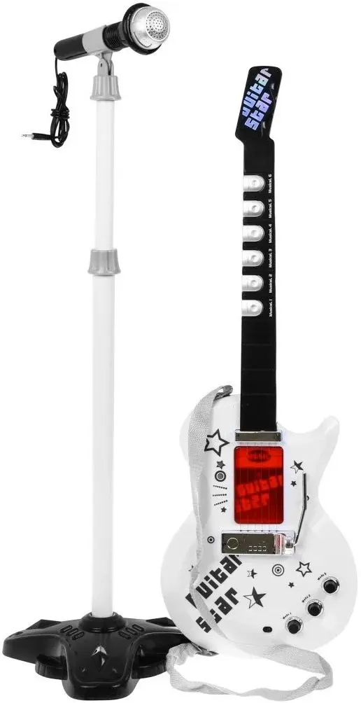 Ghitara cu microfon si amplificator Ramiz Musical Stat ZMU.HK-9010D (White/Black)