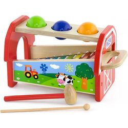 Jucarie de dezvoltare Viga Pounding Bench & Xylophone 50348 (Red)