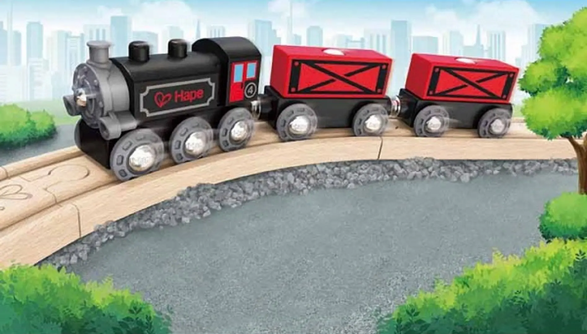 Грузовой паровозик Hape E3717 (Black/Red) - 6