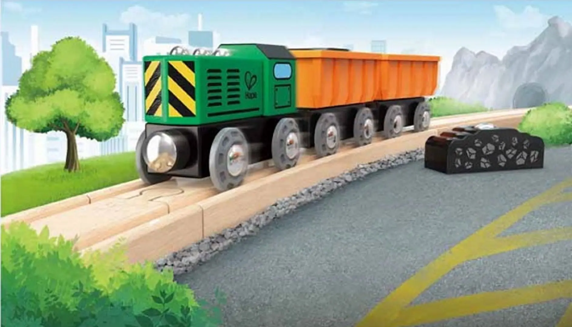 Грузовой паровозик Hape E3718 (Green/Orange) - 6