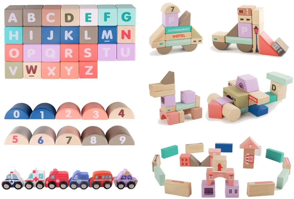 Constructor LeanToys Wooden Blocks City 9829 (Multicolor)