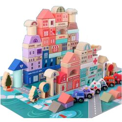 Constructor LeanToys Wooden Blocks City (Multicolor) Thumb