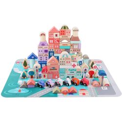Constructor LeanToys Wooden Blocks City (Multicolor)